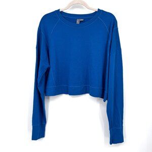 Sweaty Betty After Class Crop Sweatshirt woman’s size XL Blue thumb holes cozy s